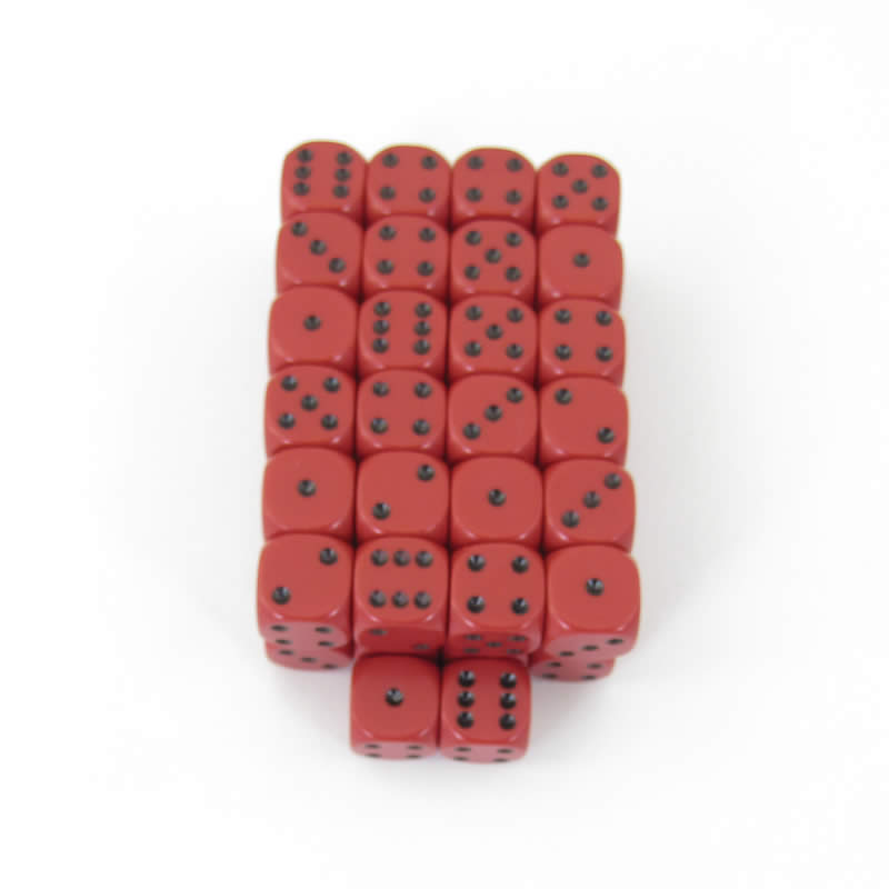 WCXDQ1214E50 Red Opaque Dice Black Pips D6 12mm (1/2in) Bulk Pack of 50 Main Image