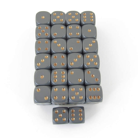 WCXDQ1220E50 Dark Gray Opaque Dice Copper Pips D6 12mm Bulk Pack of 50 Main Image