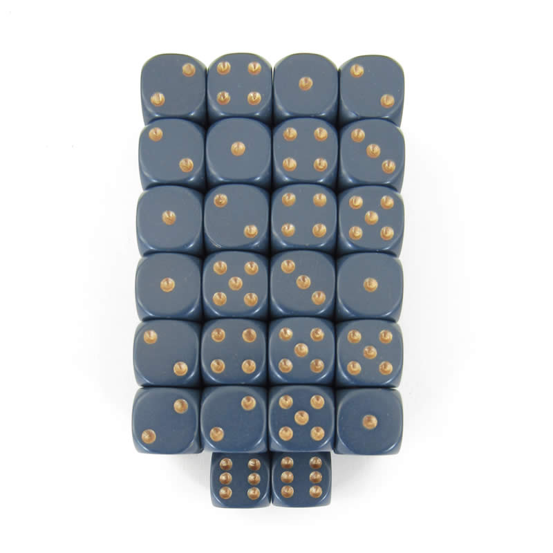 WCXDQ1226E50 Dusty Blue Opaque Dice Copper Pips D6 12mm Bulk Pack of 50 Main Image