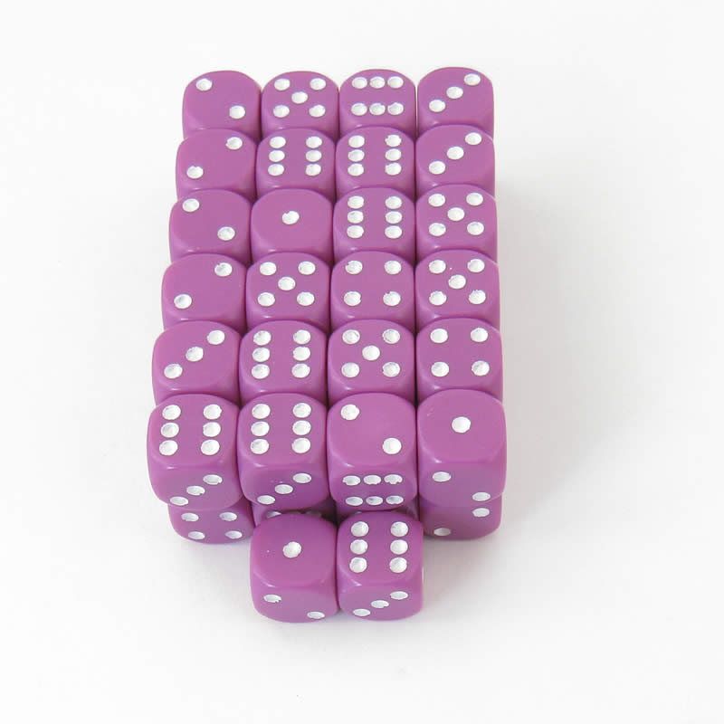 WCXDQ1227E50 Light Purple Opaque Dice White Pips D6 12mm Bulk Pack of 50 Main Image