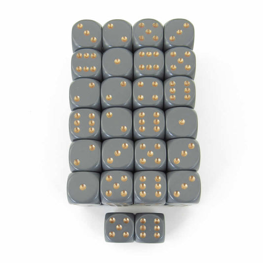 WCXDQ1620E50 Dark Grey Opaque Dice Copper Pips D6 16mm Pack Of 50 Main Image