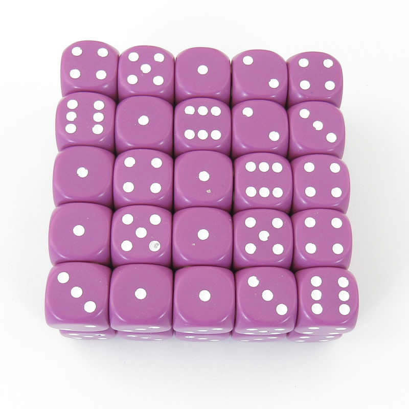 WCXDQ1627E50 Light Purple Opaque Dice White Pips D6 16mm Pack Of 50 Main Image