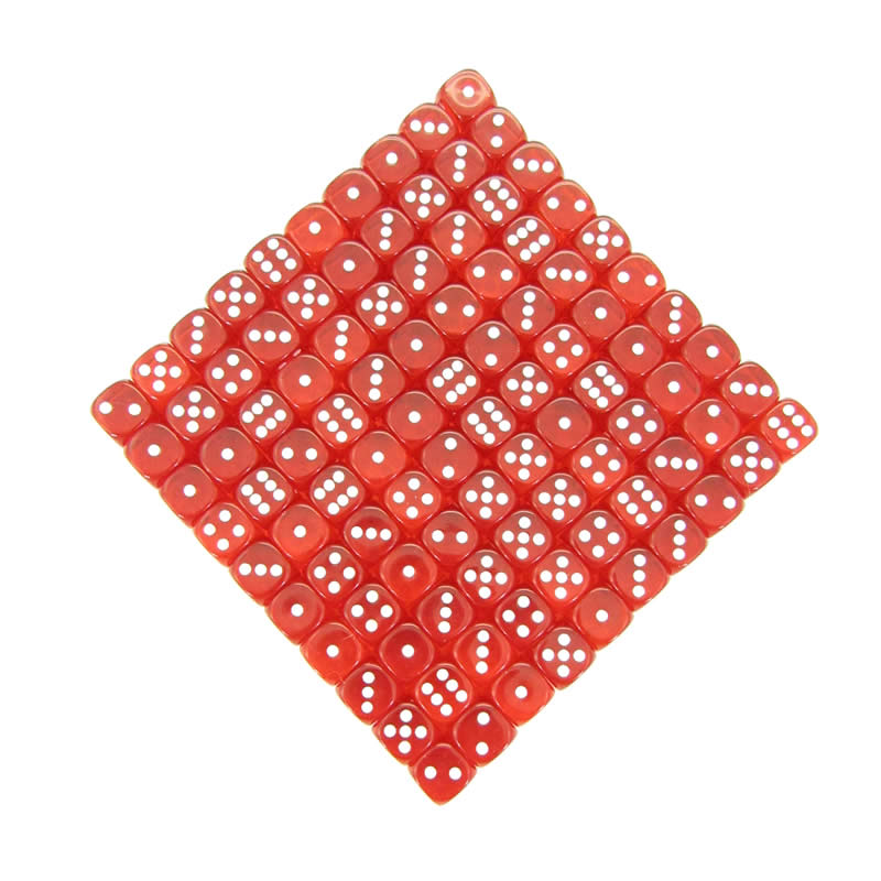 WCXDT1204B1 Red Translucent Dice White Pips D6 12mm Pack Of 100 Main Image