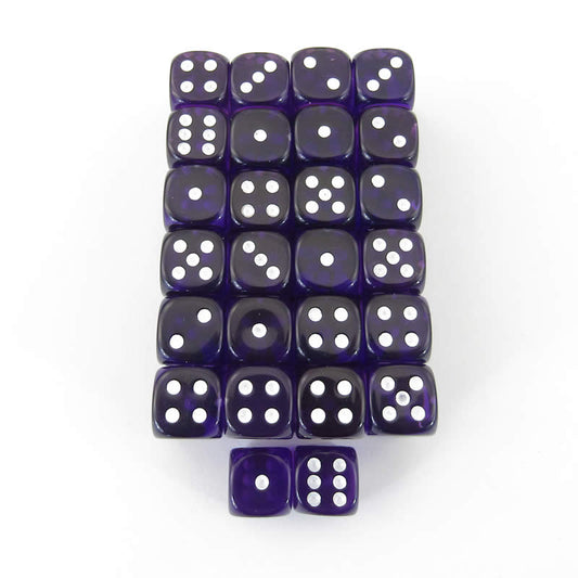 WCXDT1207E50 Purple Translucent Dice White Pips D6 12mm Pack Of 50 Main Image