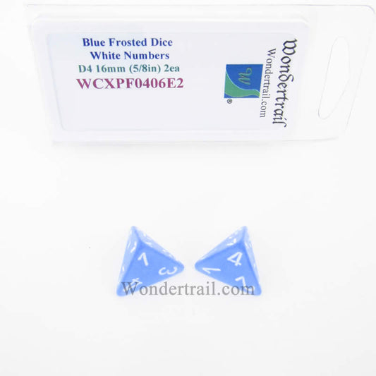 WCXPB0406E2 Sky Blue Borealis Dice White Numbers D4 16mm Pack of 2 Main Image