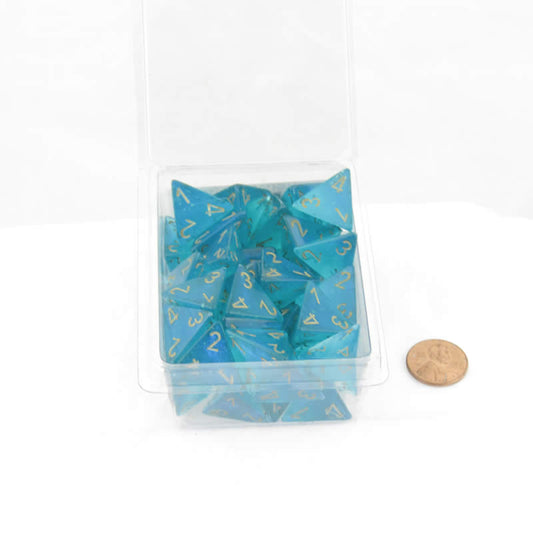 WCXPB0485E50 Teal Borealis Dice Luminary Gold Numbers D4 16mm Pack of 50 Main Image