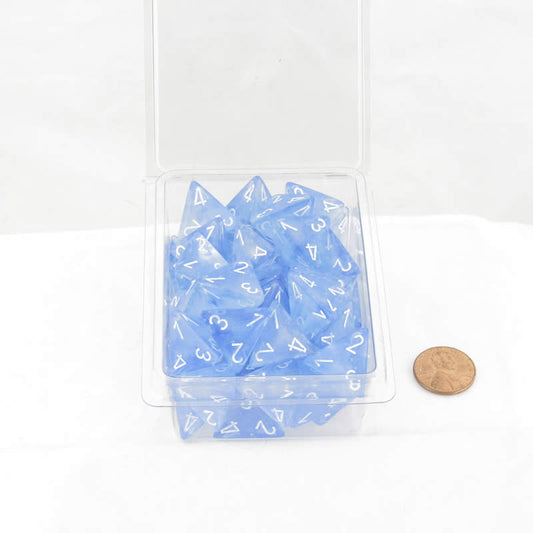 WCXPB0486E50 Sky Blue Borealis Dice Luminary White Numbers D4 16mm Pack of 50 Main Image