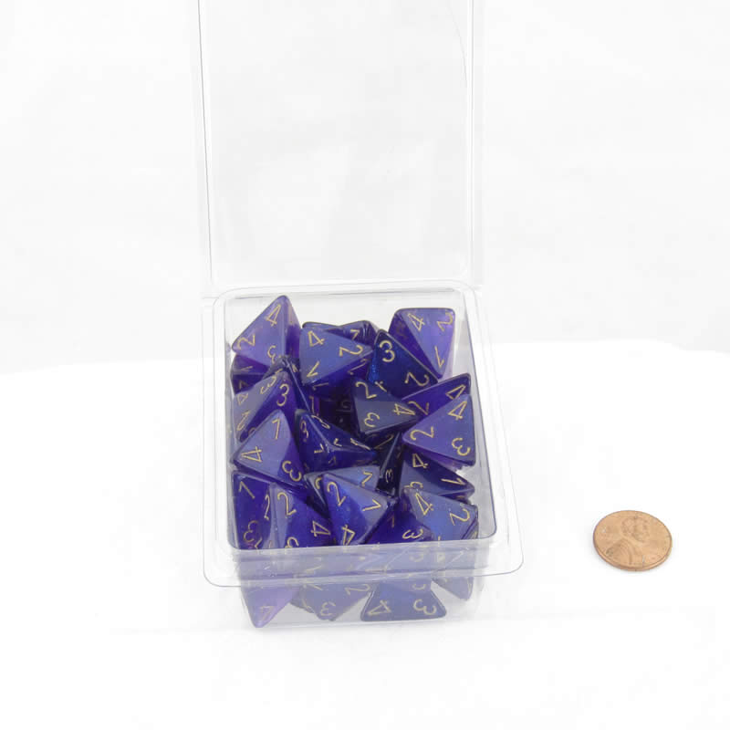 WCXPB0487E50 Royal Purple Borealis Dice Luminary Gold Numbers D4 16mm Pack of 50 Main Image