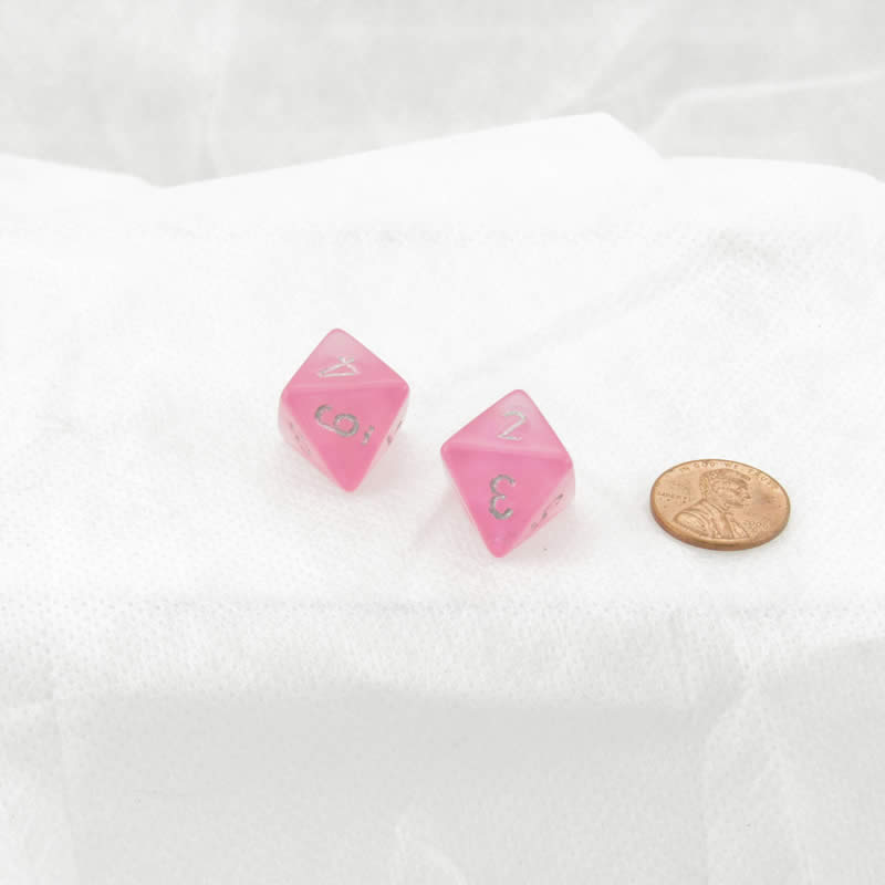 WCXPB0814E2 Pink Borealis Dice Silver Numbers D8 16mm Pack of 2 Main Image