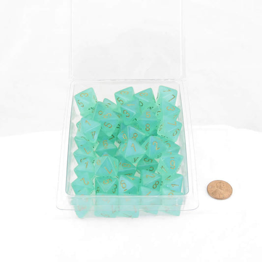 WCXPB0875E50 Light Green Borealis Dice Luminary Gold Numbers D8 16mm (5/8in) Pack of 50 Main Image