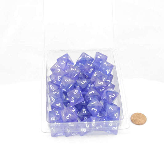 WCXPB0877E50 Purple Borealis Dice Luminary White Numbers D8 Aprox 16mm (5/8in) Pack of 50 Main Image