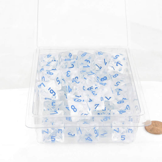 WCXPB0881E50 Icicle Borealis Dice Luminary Light Blue Numbers D8 Aprox 16mm Pack of 50 Main Image