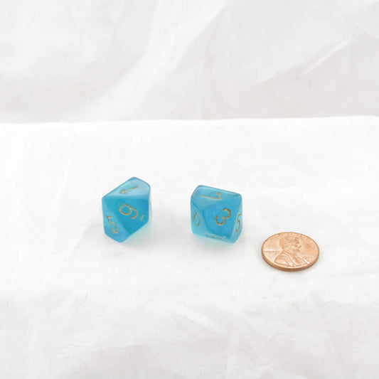 WCXPB1015E2 Teal Borealis Dice with Gold Numbers D10 Aprox 16mm (5/8in) Pack of 2 Wondertrail Main Image