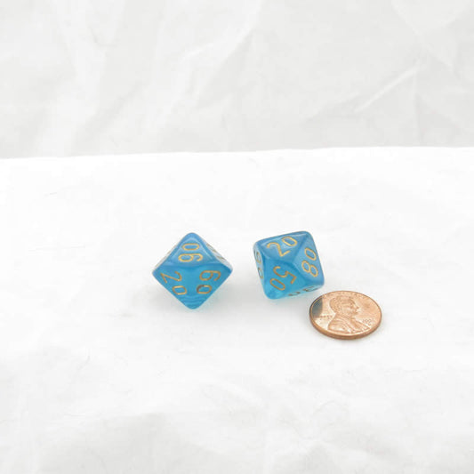 WCXPB1115E2 Teal Borealis Dice Gold Numbers D10 Tens 16mm Pack of 2 Main Image