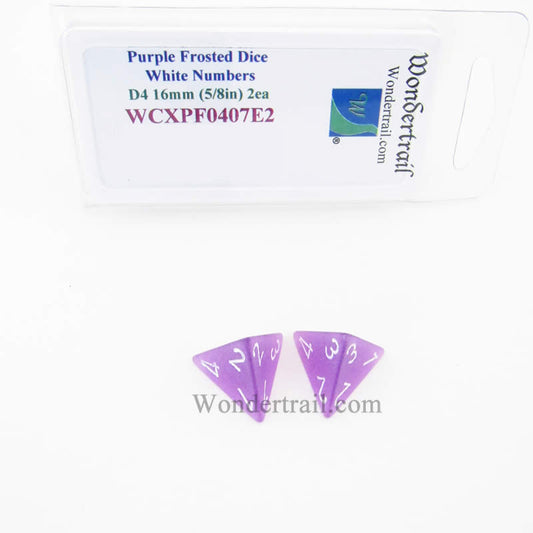 WCXPF0407E2 Purple Frosted Dice White Numbers D4 16mm Pack of 2 Main Image