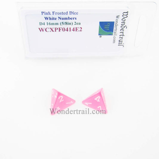 WCXPF0414E2 Pink Frosted Dice White Numbers D4 16mm (5/8in) Pack of 2 Main Image