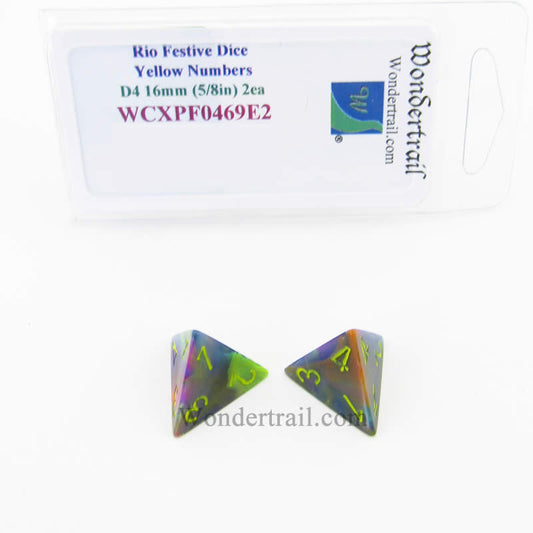 WCXPF0469E2 Rio Festive Dice Yellow Numbers D4 16mm Pack of 2 Main Image