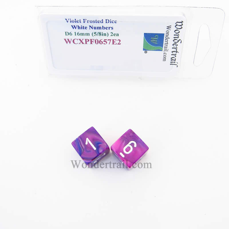 WCXPF0657E2 Violet Festive Dice White Numbers D6 16mm Pack of 2 Main Image