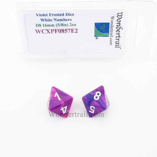 WCXPF0857E2 Violet Festive Dice White Numbers D8 16mm Pack of 2 Main Image