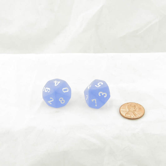 WCXPF1006E2 Blue Frosted Dice White Numbers D10 16mm Pack of 2 Main Image