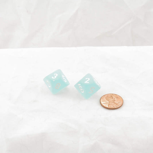 WCXPF1025E2 Teal Frosted Dice White Numbers D10 16mm Pack of 2 Main Image