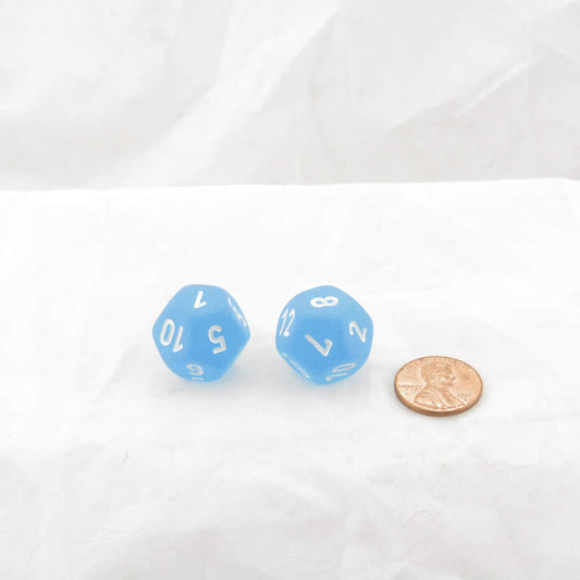 WCXPF1216E2 Caribbean Blue Frosted Dice White Numbers D12 16mm Pack of 2 Main Image
