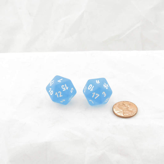WCXPF2016E2 Caribbean Blue Frosted Dice White Numbers D20 16mm Pack of 2 Main Image