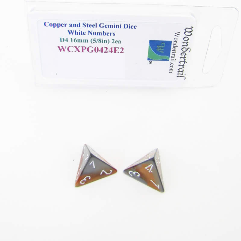 WCXPG0424E2 Copper Steel Gemini Dice White Numbers D4 16mm Pack of 2 Main Image