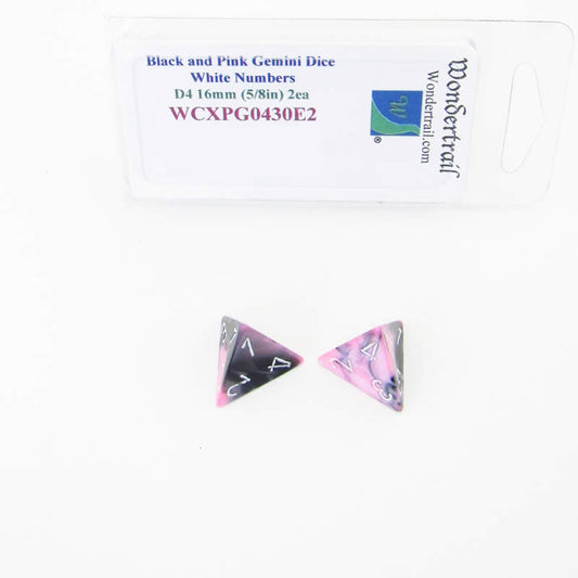 WCXPG0430E2 Black Pink Gemini Dice White Numbers D4 16mm Pack of 2 Main Image