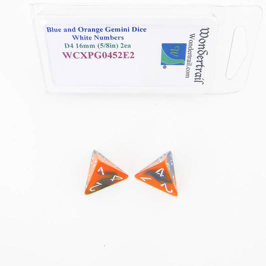 WCXPG0452E2 Blue Orange Gemini Dice White Numbers D4 16mm Pack of 2 Main Image
