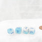 WCXPG0665E4 Pearl Turquoise White Luminary Gemini Dice Blue Colored Numbers D6 16mm (5/8in) Pack of 4
