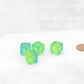 WCXPG0666E4 Green Teal Translucent Gemini Dice Yellow Colored Numbers D6 16mm (5/8in) Pack of 4