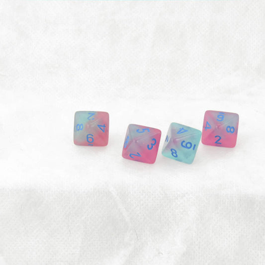 WCXPG0864E4 Gel Green and Pink Gemini Luminary Dice Blue Numbers D8 16mm (5/8in) Pack of 4