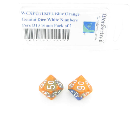 WCXPG1152E2 Blue Orange Gemini Dice White Numbers Perc D10 16mm Pack of 2 Main Image