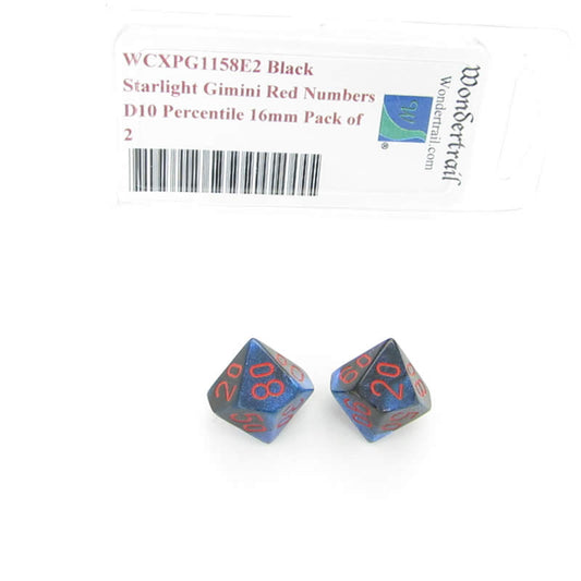 WCXPG1158E2 Black Starlight Gimini Red Numbers D10 Percentile 16mm Pack of 2 Main Image