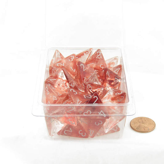 WCXPN0454E50 Red Nebula Luminary Dice Silver Numbers 16mm (5/8in) D4 Set of 50 Main Image