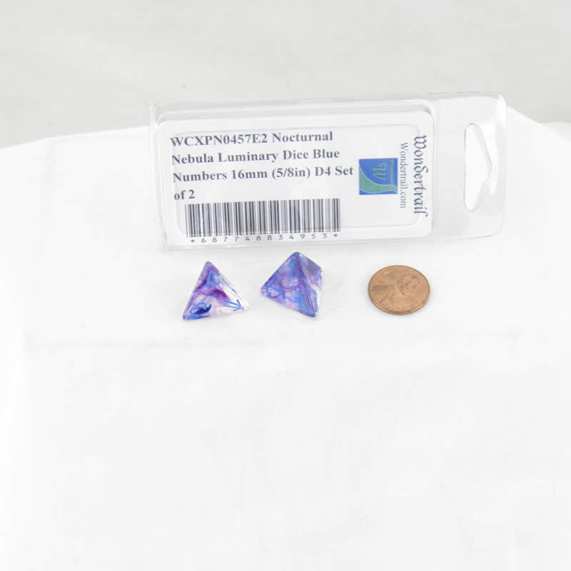 WCXPN0457E2 Nocturnal Nebula Luminary Dice Blue Numbers 16mm (5/8in) D4 Set of 2 2nd Image