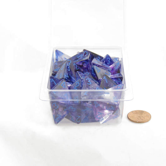 WCXPN0457E50 Nocturnal Nebula Luminary Dice Blue Numbers 16mm (5/8in) D4 Set of 50 Main Image