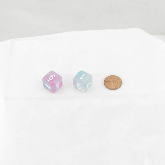 WCXPN0645E2 Wisteria Nebula Luminary Dice White Numbers 16mm (5/8in) D6 Set of 2 Main Image