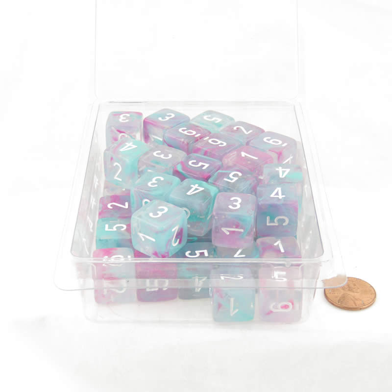 WCXPN0645E50 Wisteria Nebula Luminary Dice White Numbers 16mm (5/8in) D6 Set of 50 Main Image