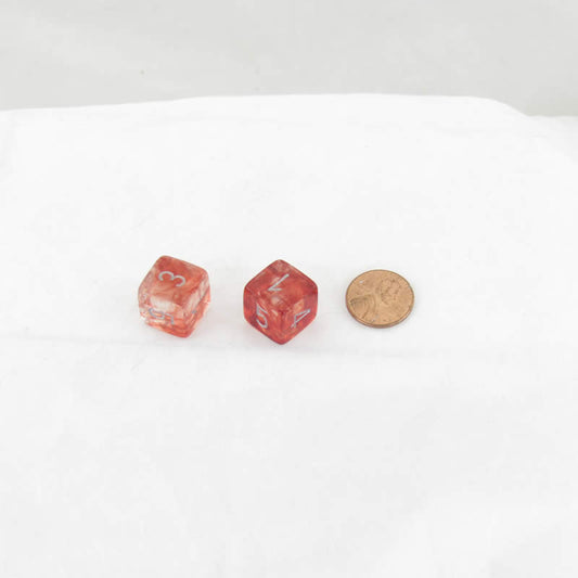 WCXPN0654E2 Red Nebula Luminary Dice Silver Numbers 16mm (5/8in) D6 Set of 2 Main Image