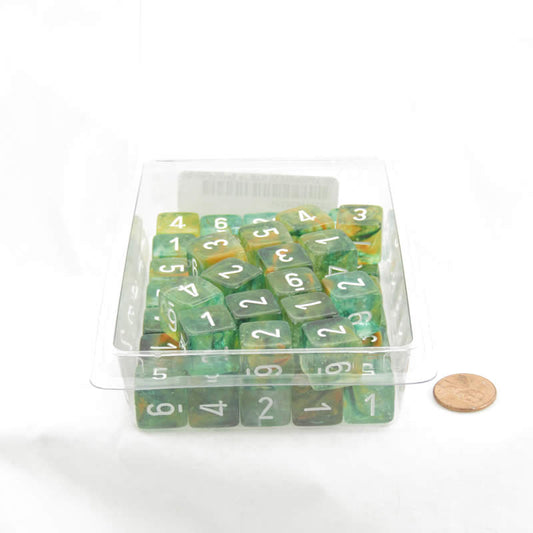 WCXPN0655E50 Spring Nebula Luminary Dice White Numbers 16mm (5/8in) D6 Set of 50 Main Image