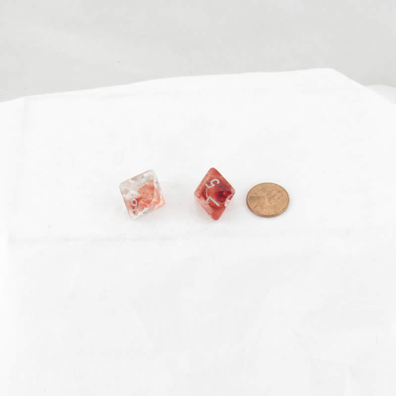 WCXPN0854E2 Red Nebula Luminary Dice Silver Numbers 16mm (5/8in) D8 Set of 2 Main Image