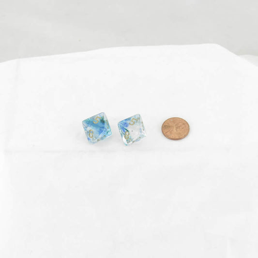WCXPN0856E2 Oceanic Nebula Luminary Dice Gold Numbers 16mm (5/8in) D8 Set of 2 Main Image