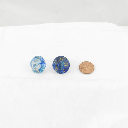 WCXPN1056E2 Oceanic Nebula Luminary Dice Gold Numbers 16mm (5/8in) D10 Set of 2 Main Image