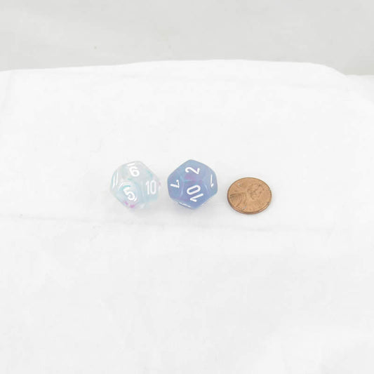 WCXPN1245E2 Wisteria Nebula Luminary Dice White Numbers 16mm (5/8in) D12 Set of 2 Main Image