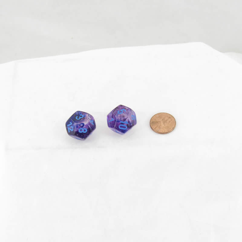 WCXPN1257E2 Nocturnal Nebula Luminary Dice Blue Numbers 16mm (5/8in) D12 Set of 2 Main Image