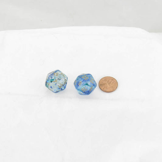 WCXPN2056E2 Oceanic Nebula Luminary Dice Gold Numbers 16mm (5/8in) D20 Set of 2 Main Image