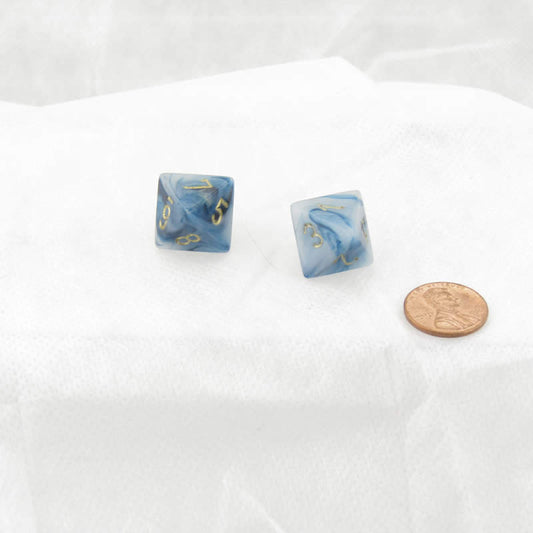 WCXPP0889E2 Teal Phantom Dice Gold Numbers D8 16mm Pack of 2 Main Image