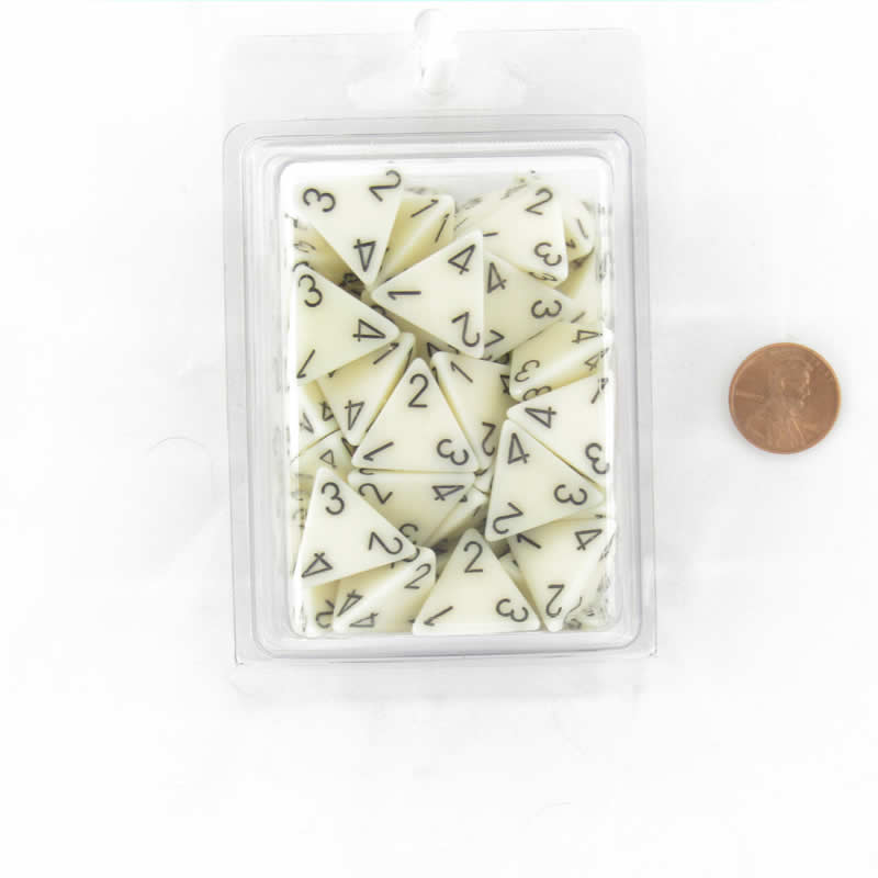 WCXPQ0400E50 Ivory Opaque Dice Black Numbers D4 16mm (5/8in) Pack of 50 Main Image